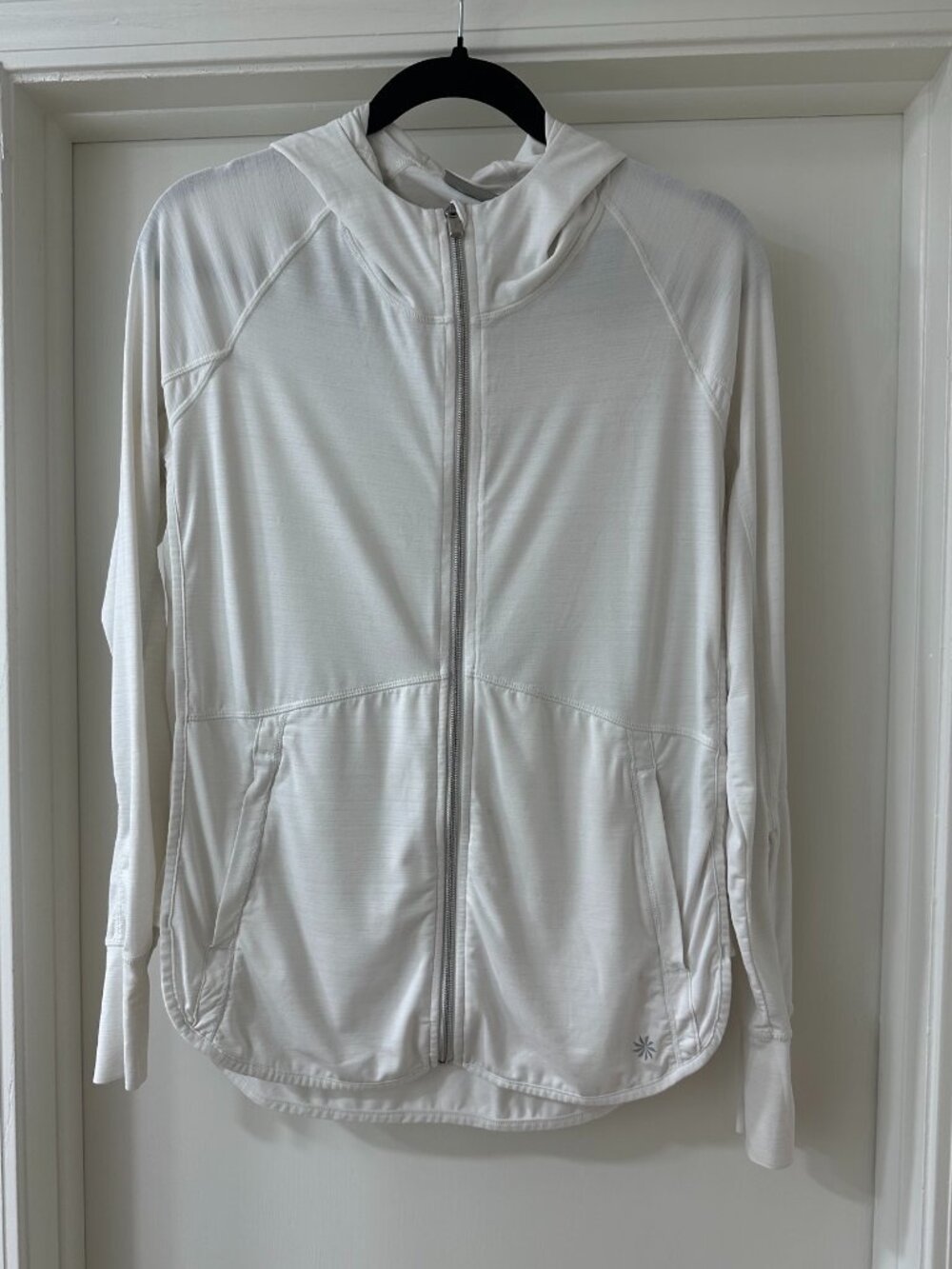 Athleta White Full Zip Hoodie Athleisure Jacket, Size Small